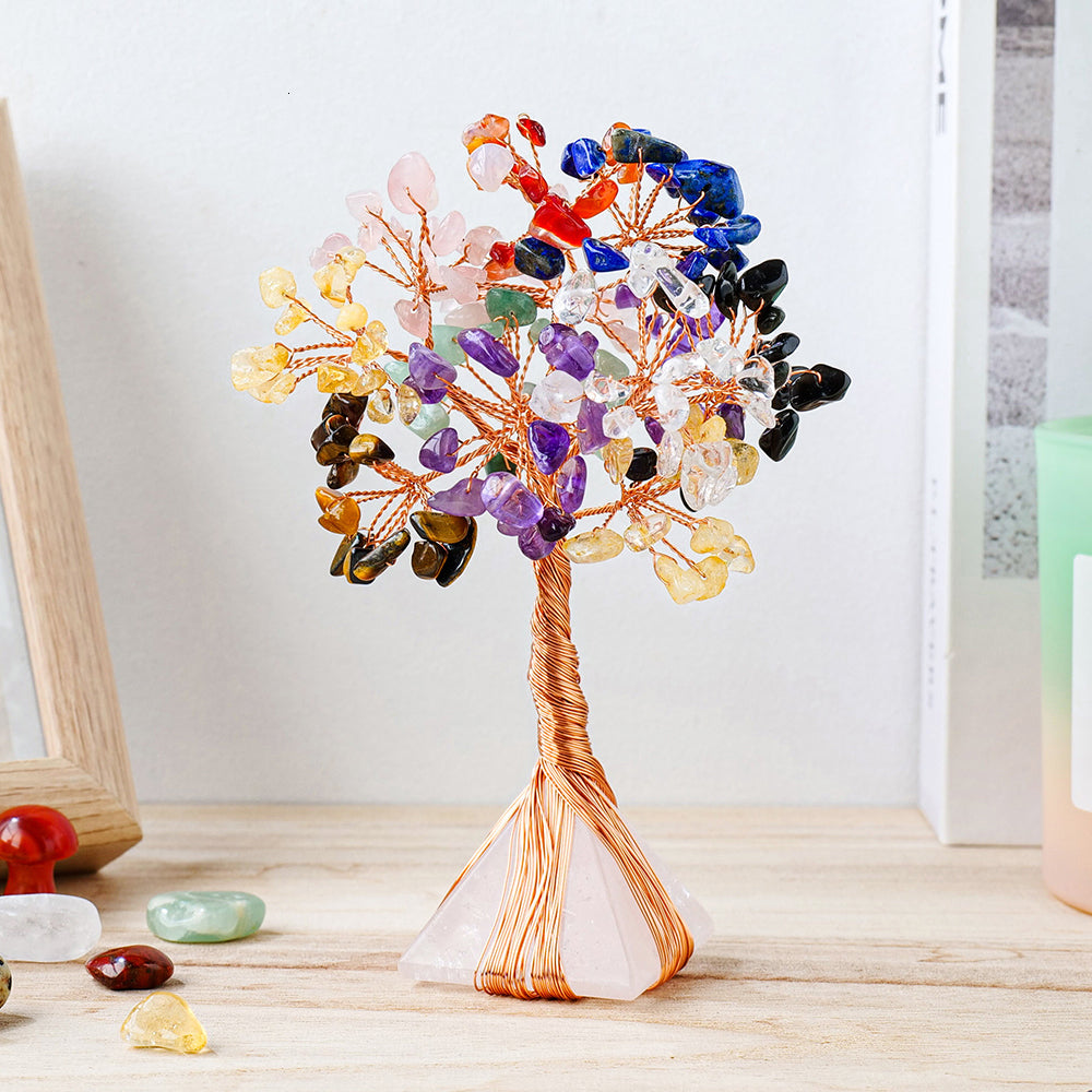 Positivité - Arbre de Vie et Pyramide en Pierres de 7 Chakras