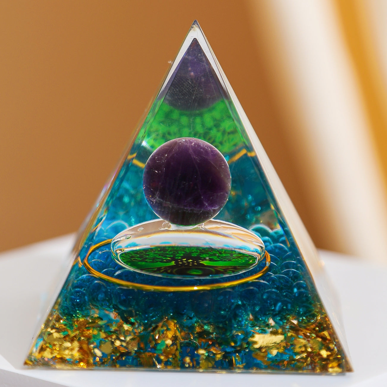 Wisdom and Vitality – Amethyst Tree of Life Orgonite Pyramid