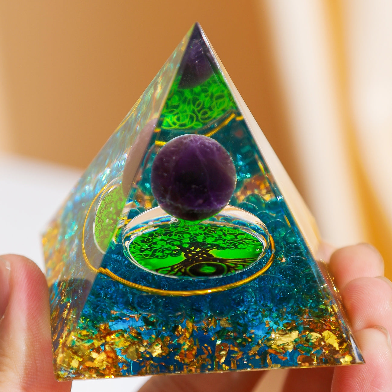 Wisdom and Vitality – Amethyst Tree of Life Orgonite Pyramid
