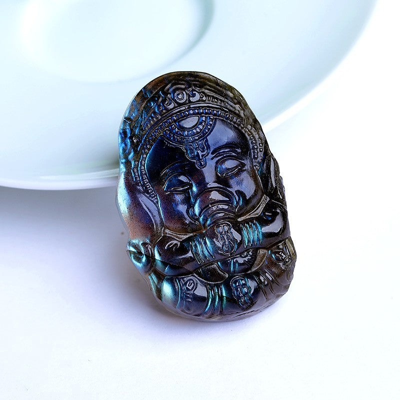 Sculpture Elephant 'Wisdom' in Labradorite