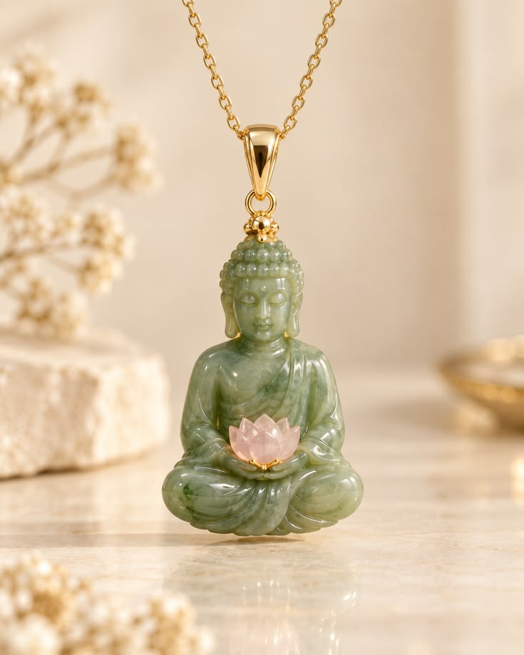 Bouddha avec lotus en jadéite