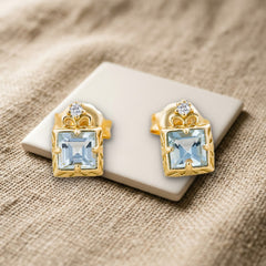 Boucles d'Oreilles Aigue Marine — Bijoux et Créations Moment Ici