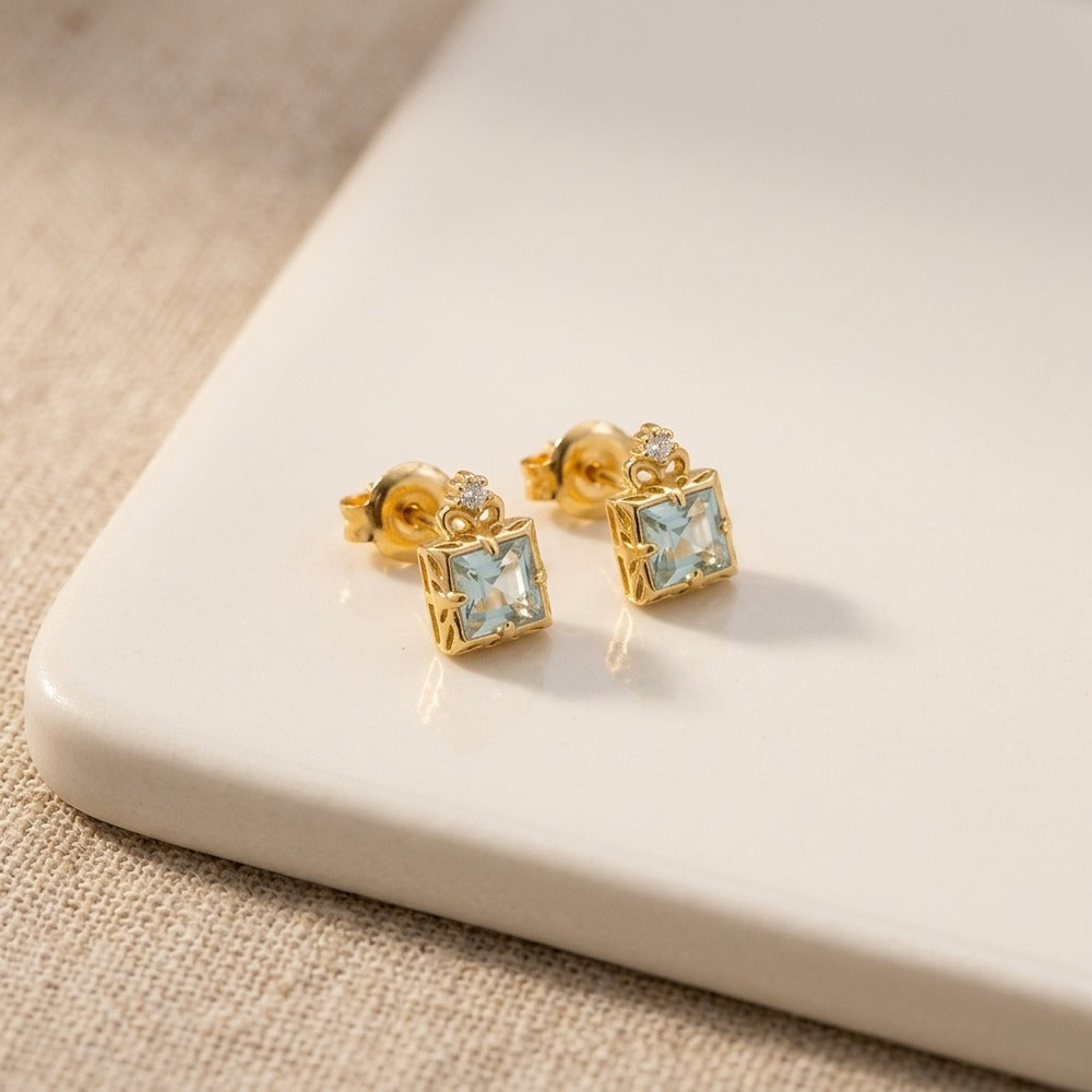 Aquamarine Earrings | Natural Crystal Jewelry | Moment Ici