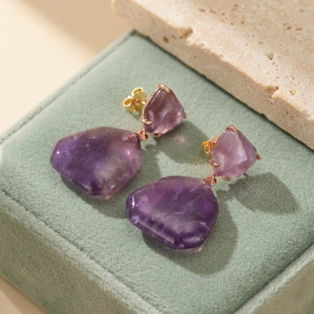Amethyst Earrings | Natural Crystal Jewelry | Moment Ici
