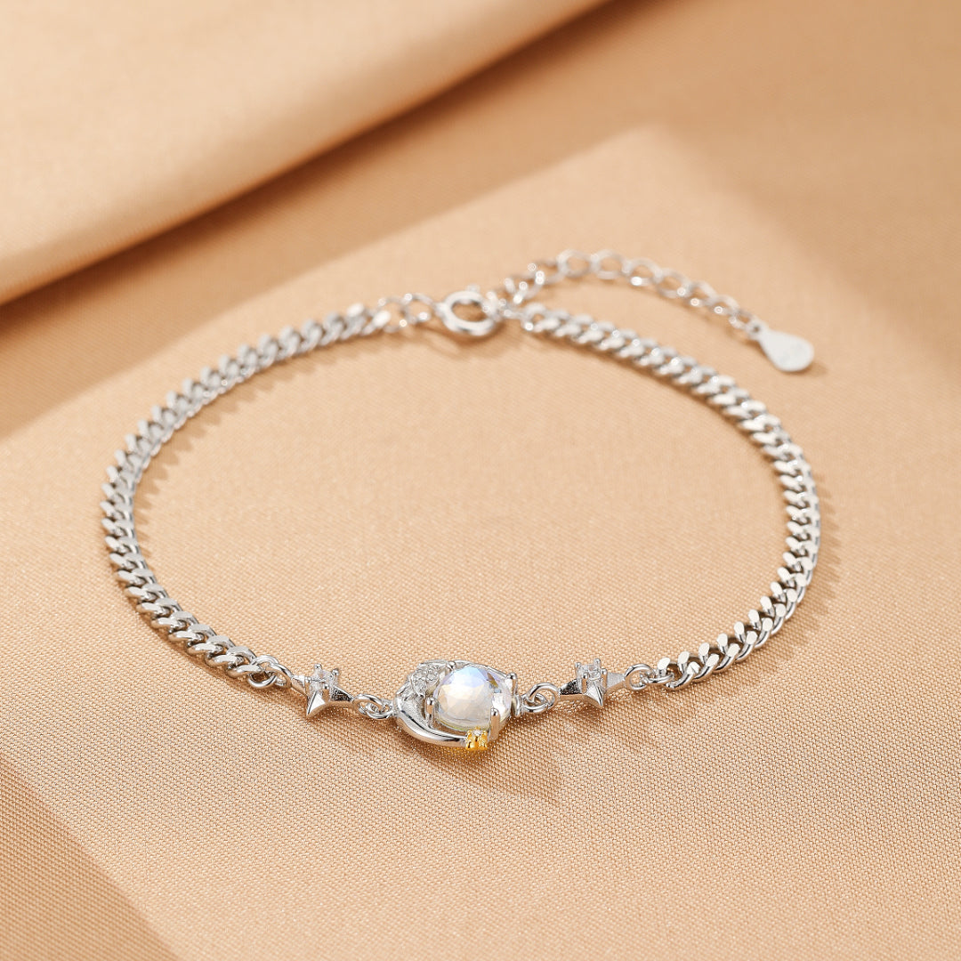 Bracelet Couple – Clair de Lune et Rose, Argent