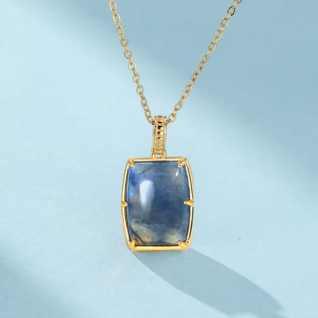 Collier Labradorite – Mystère d’Aurore, Argent Plaqué Or