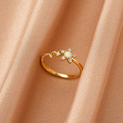 Bague Opale – Lune Stellaire, Argent