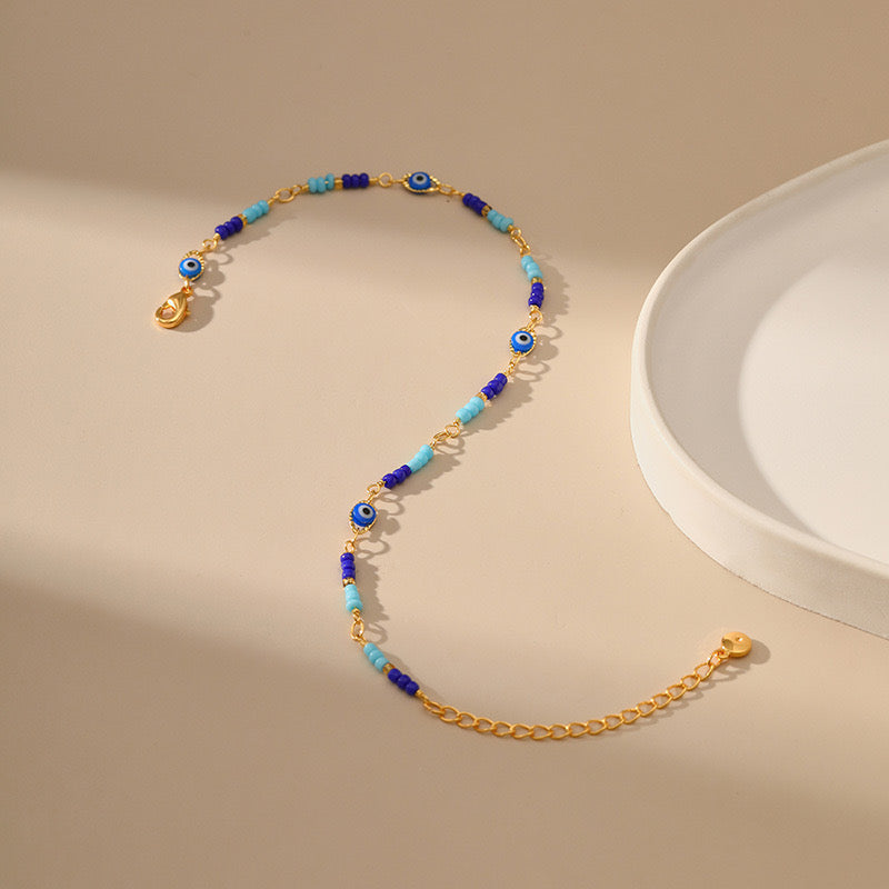 Bracelet de Cheville – Œil Malicieux Énigmatique, Plaqué Or