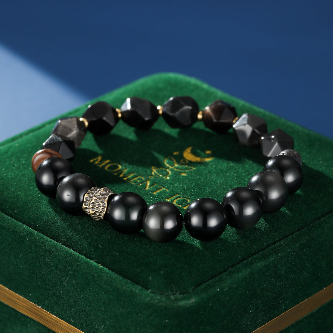 Bracelet Homme Obsidienne – Mystère Minéral