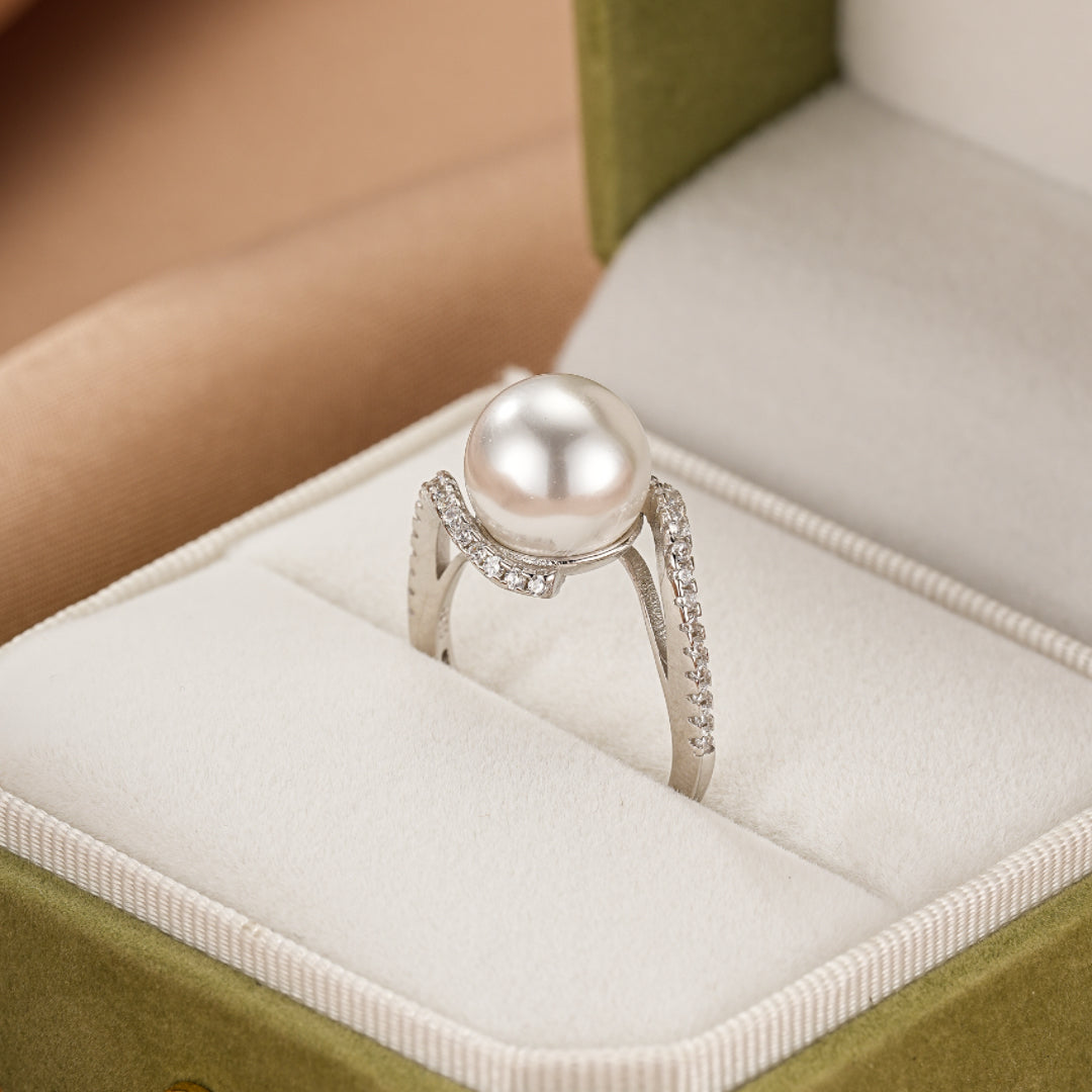 Bague Perle – Étreinte Élégante, Argent