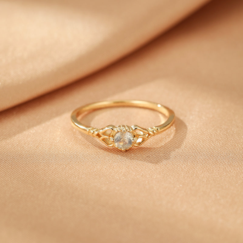 Bague Labradorite – Éclat d'Amour, Argent Plaqué Or