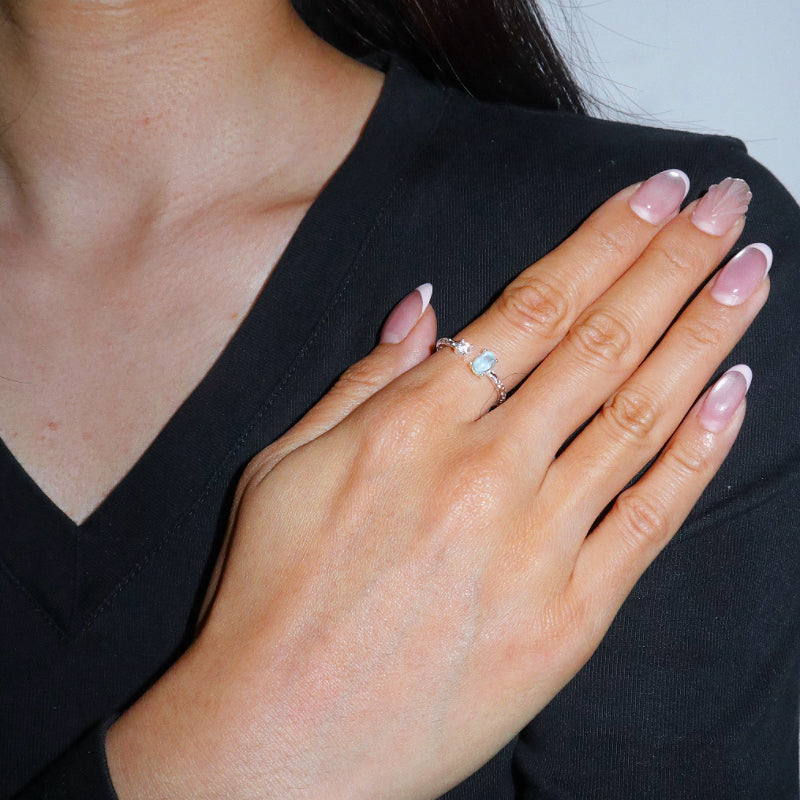 Bague Aigue marine – Lagon Secret, Argent