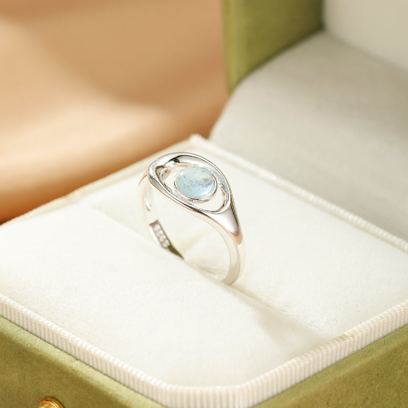 Bague Aigue marine – Sérénité Océanique, Argent 925