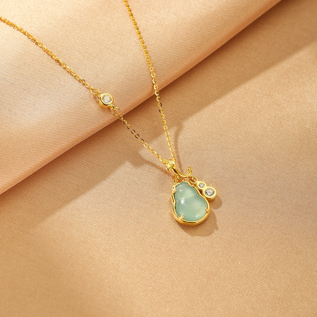 Collier Jadeïte – Évasion Précieuse, Argent Plaqué Or