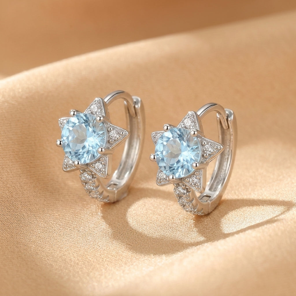 Boucles d'Oreilles Topaze – Éclat Stellaire, Argent