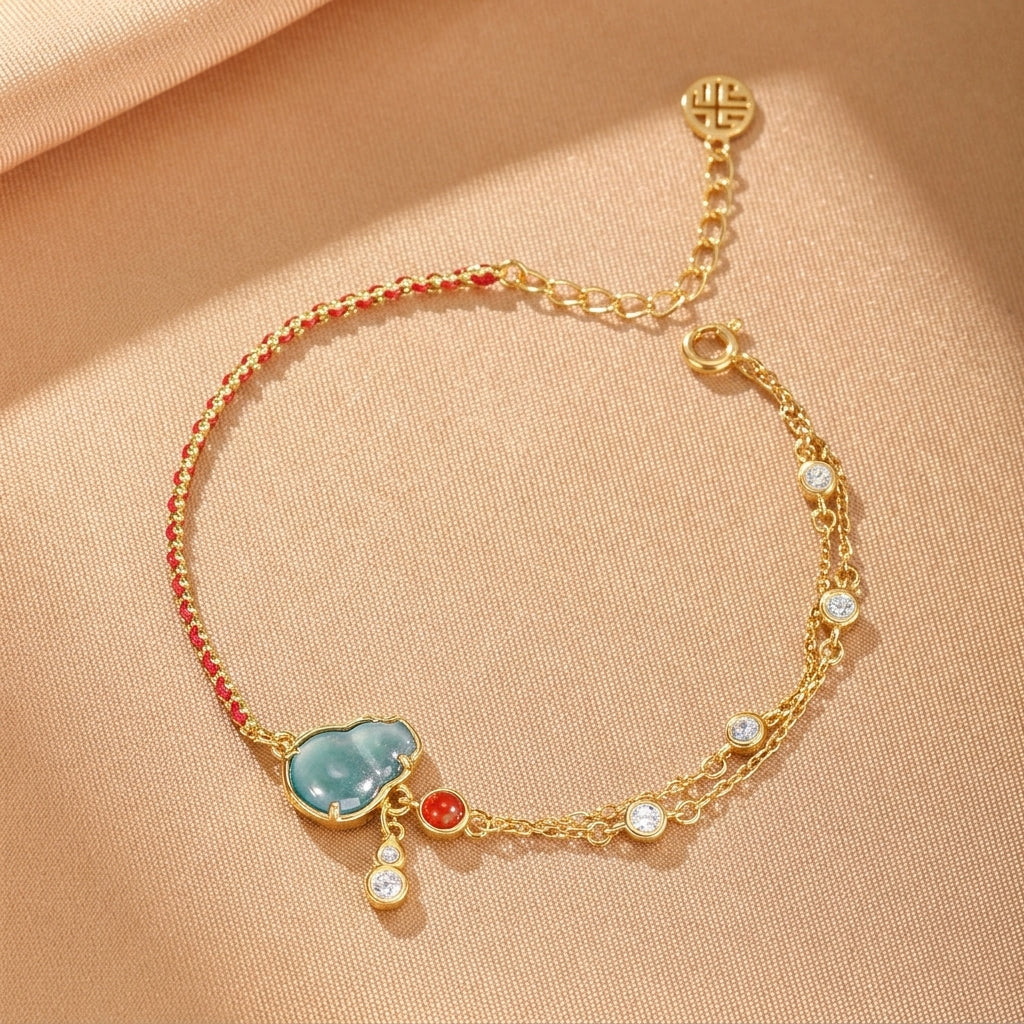 Bracelet Jadeïte – Étreinte Céleste, Argent Plaqué Or