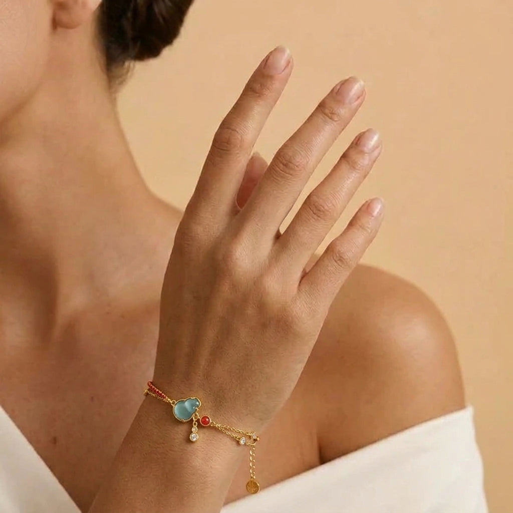 Bracelet Jadeïte – Étreinte Céleste, Argent Plaqué Or