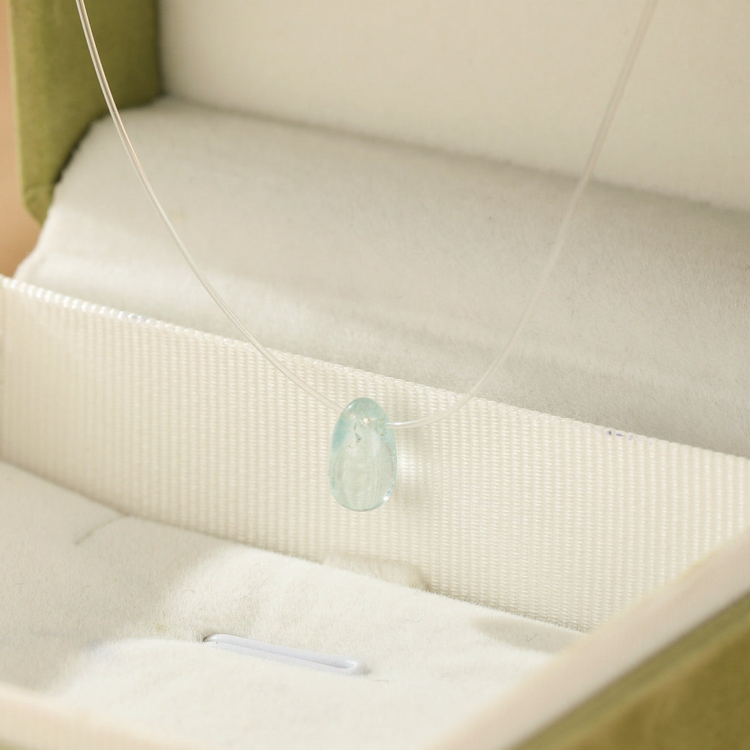 Collier Flottant  Aigue-Marine – Goutte Marine, Argent