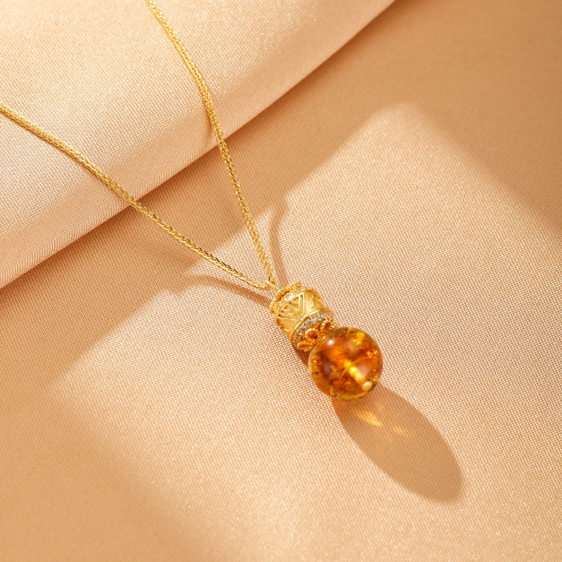 Collier Ambre – Lueur d’Ambre, Argent Plaqué Or