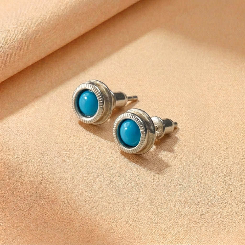Boucles d'Oreilles Turquoise – Larmes d’Oasis, Argent