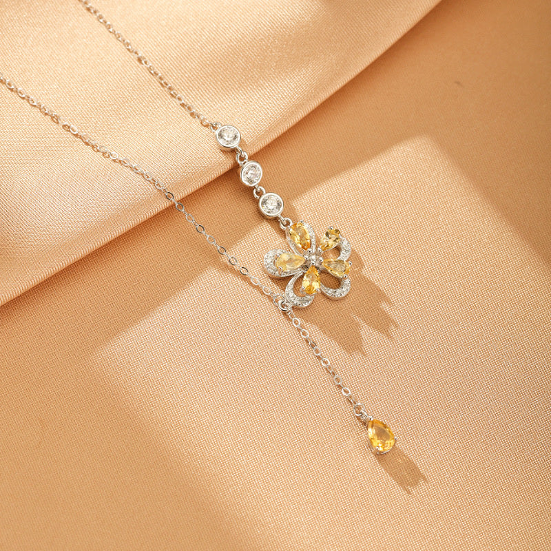 Collier Citrine – Pétale Lumineux, Argent