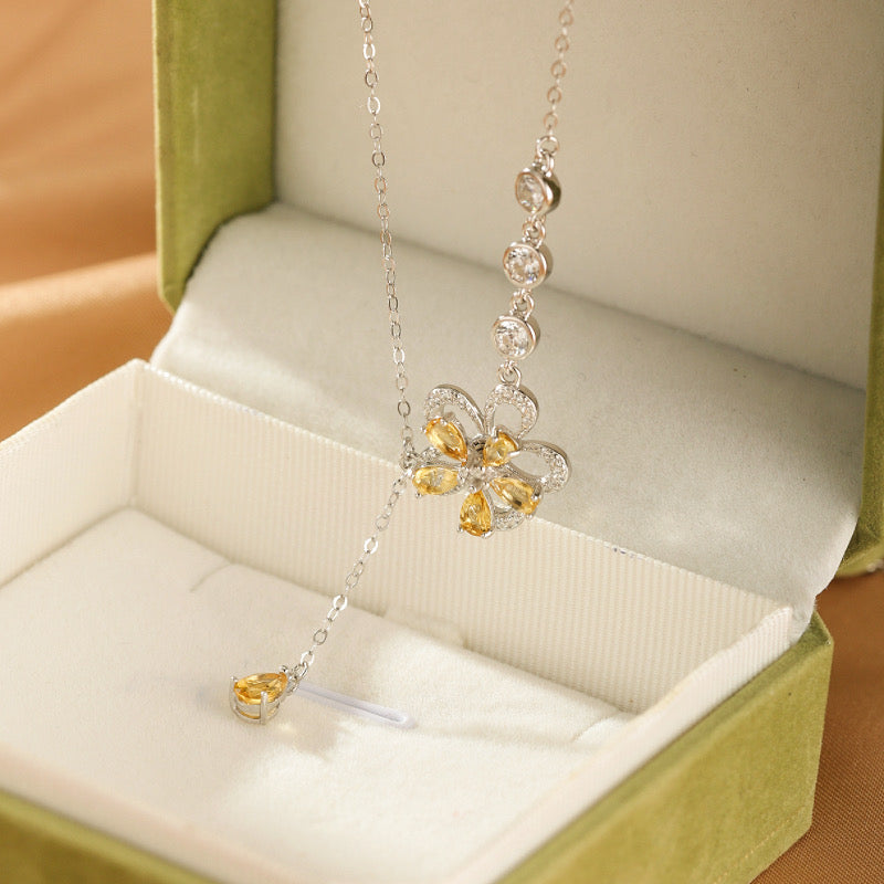 Collier Citrine – Pétale Lumineux, Argent