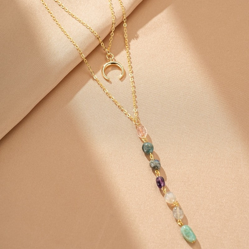 Collier Lune Pierres Naturelles – Croissant Divin