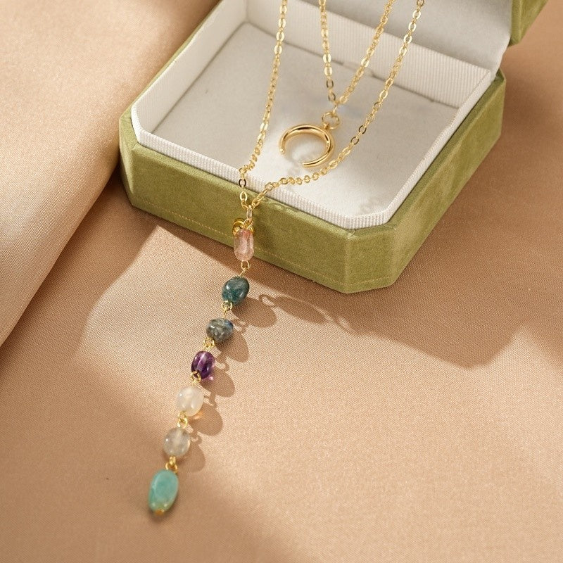 Collier Lune Pierres Naturelles – Croissant Divin
