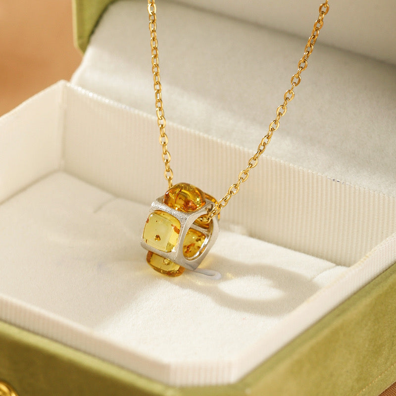 Collier Ambre - Soleil d’Automne, Argent