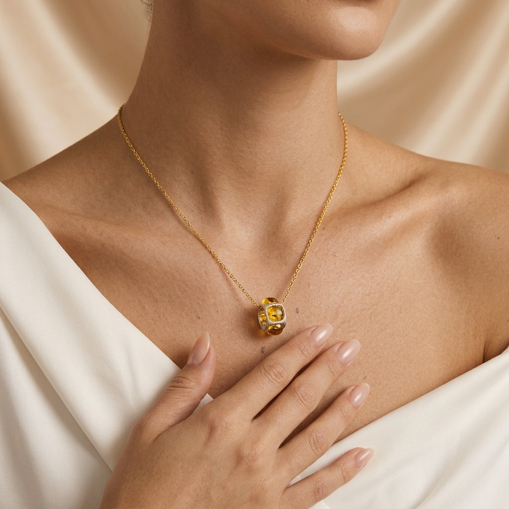 Collier Ambre - Soleil d’Automne, Argent