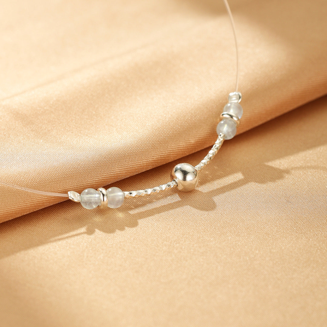 Collier Flottant  Aigue-Marine – Douce Vague, Argent