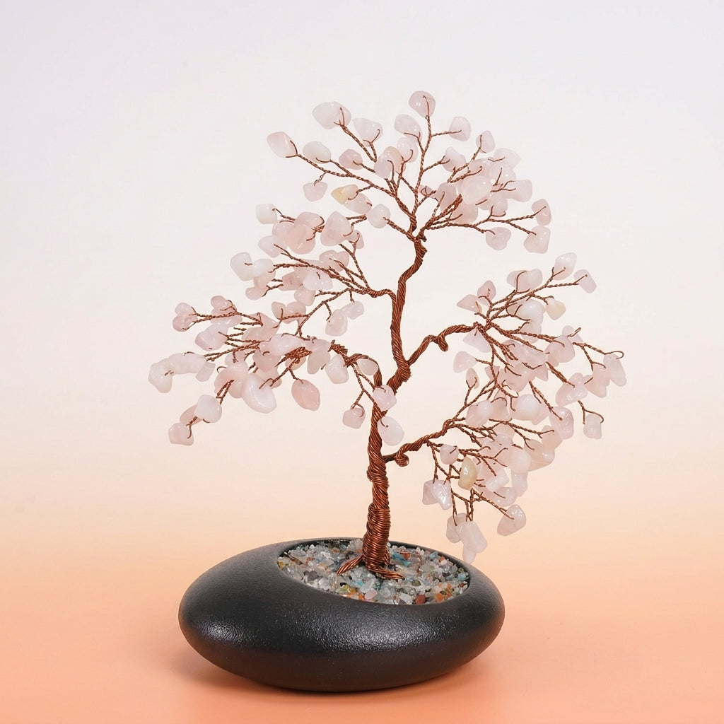 Arbre de Vie Quartz Rose – Fleur de Sérénité