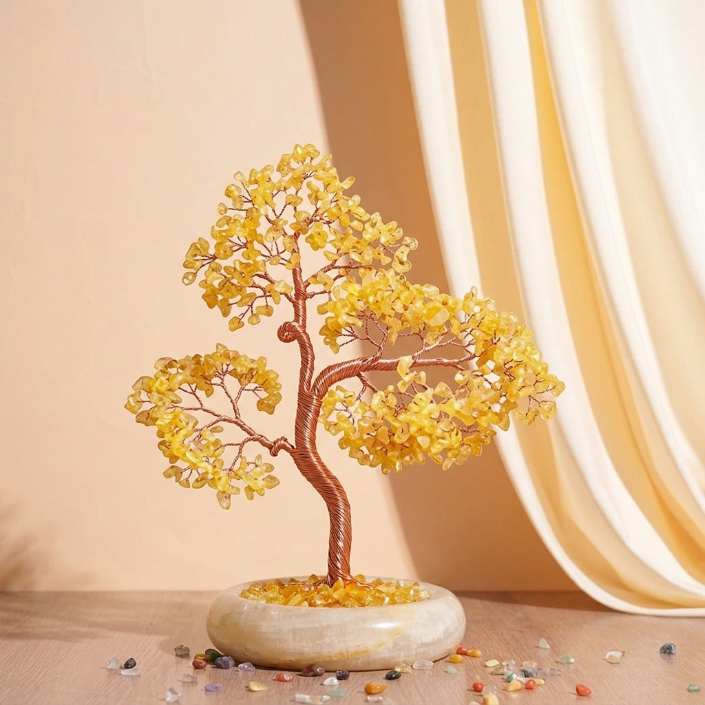 Arbre de Vie Citrine, Quartz Rose, Améthyste – Gardien de l’Âme