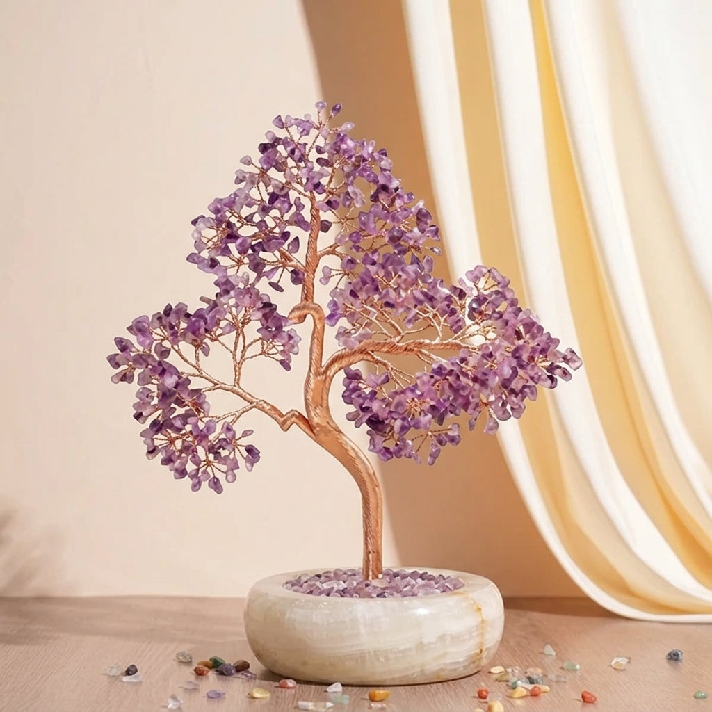 Arbre de Vie Citrine, Quartz Rose, Améthyste – Gardien de l’Âme