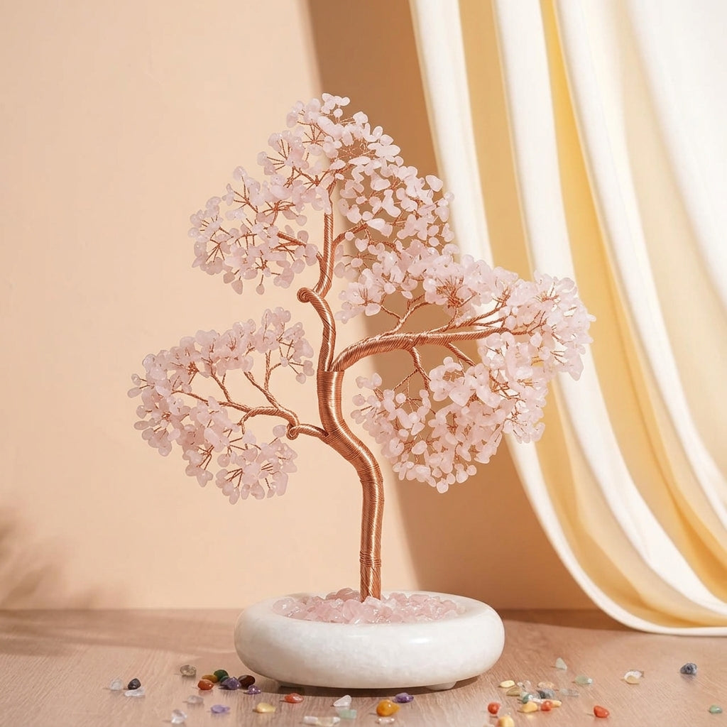 Arbre de Vie Citrine, Quartz Rose, Améthyste – Gardien de l’Âme