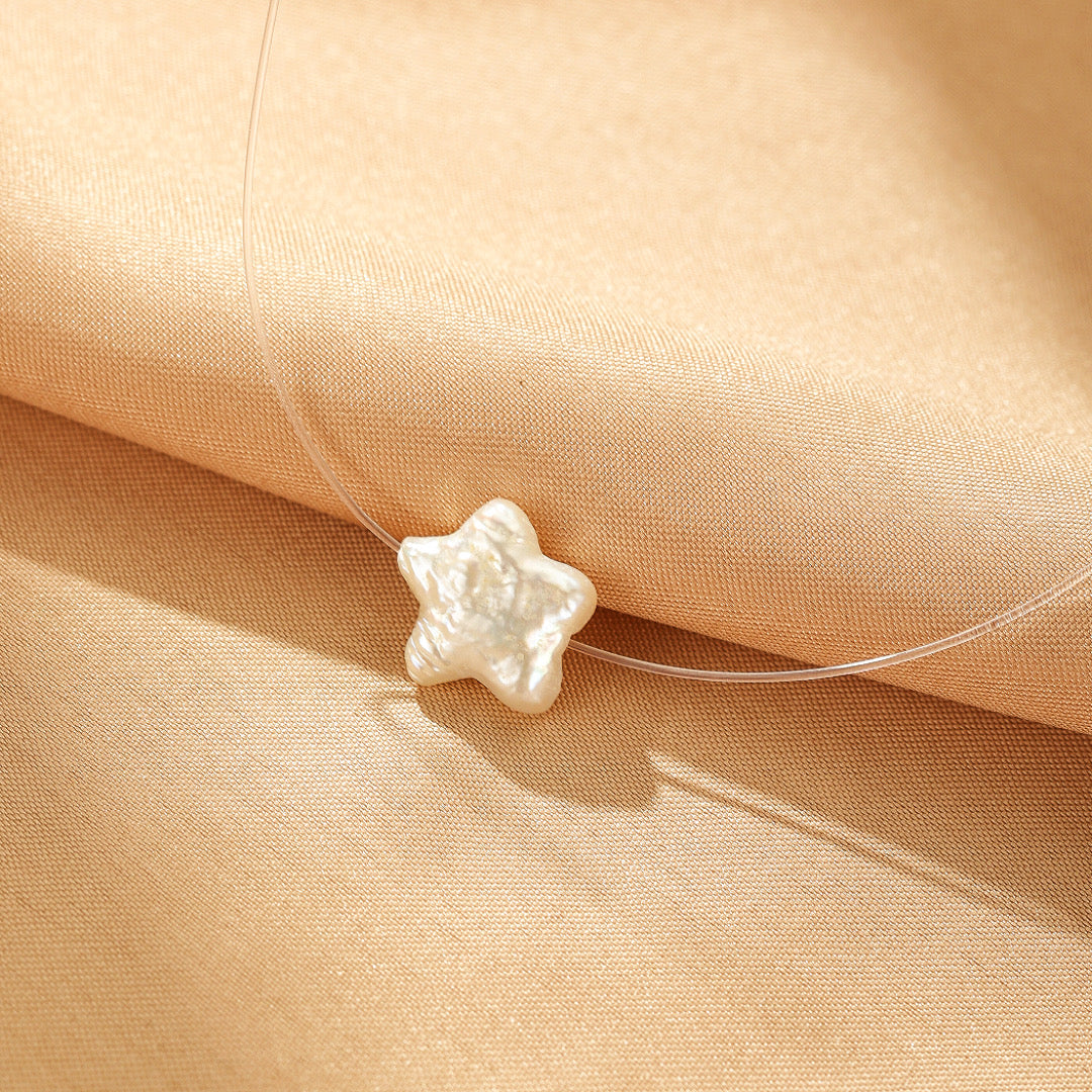 Collier Flottant Perle Baroque – Étoile Flottante, Argent