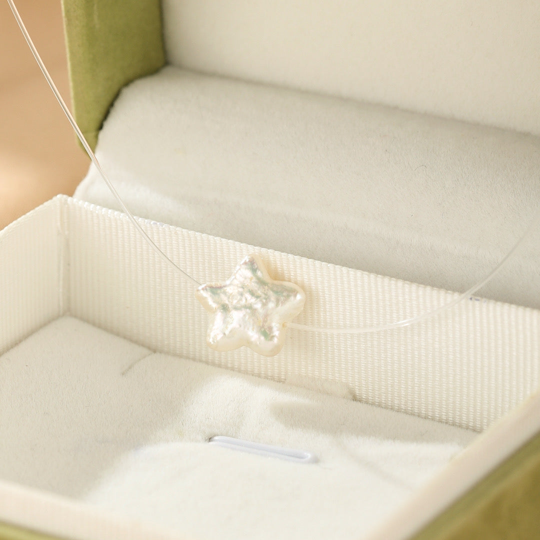 Collier Flottant Perle Baroque – Étoile Flottante, Argent