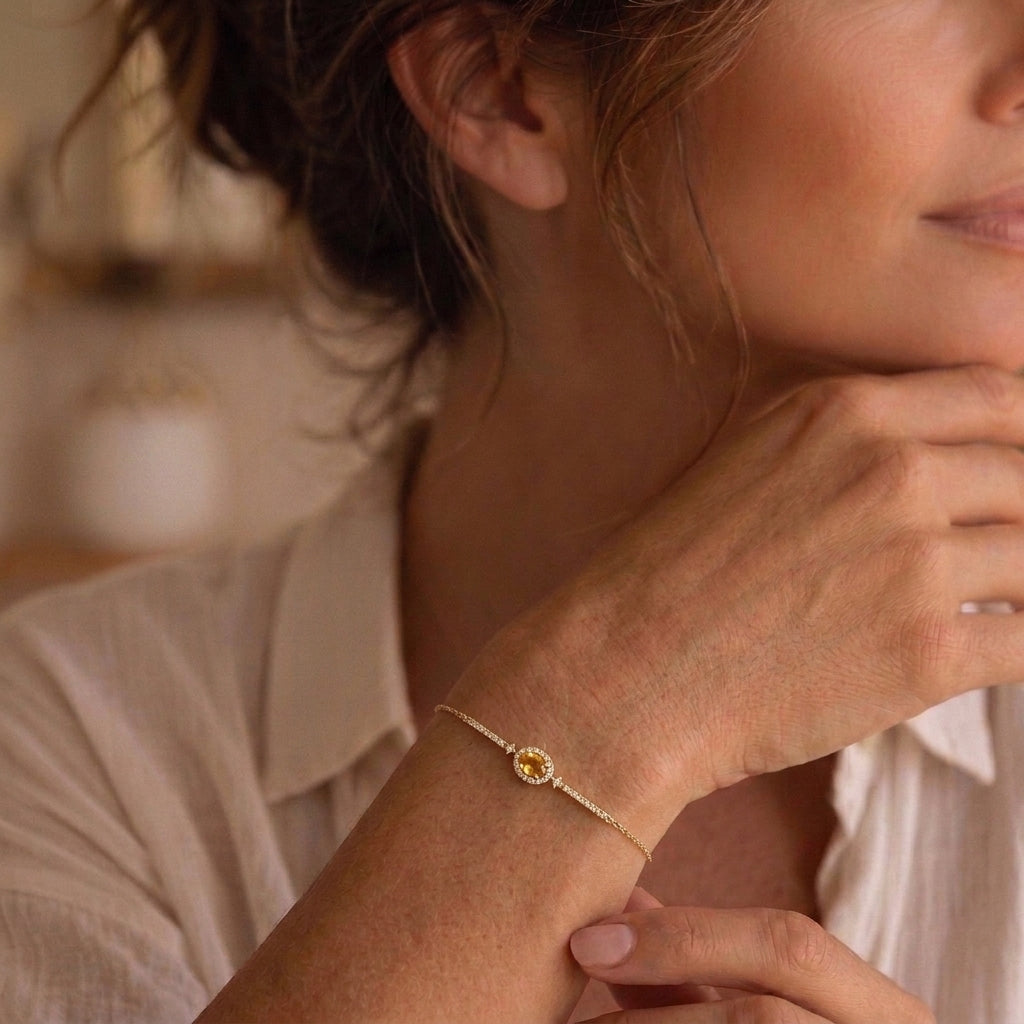 Bracelet Citrine – Rêve Doré, Argent Plaqué Or