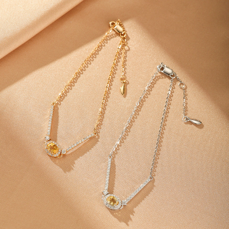Bracelet Citrine – Rêve Doré, Argent Plaqué Or