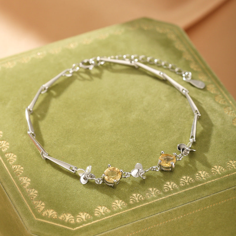 Bracelet Citrine – Soleil d’Or, Argent