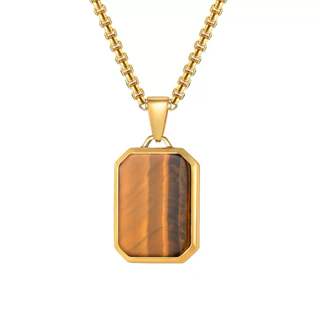 Collier Homme Œil de Tigre – Médaillon Impérial