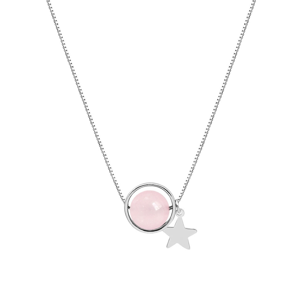 Collier Quartz Rose – Rêve Astral, Argent