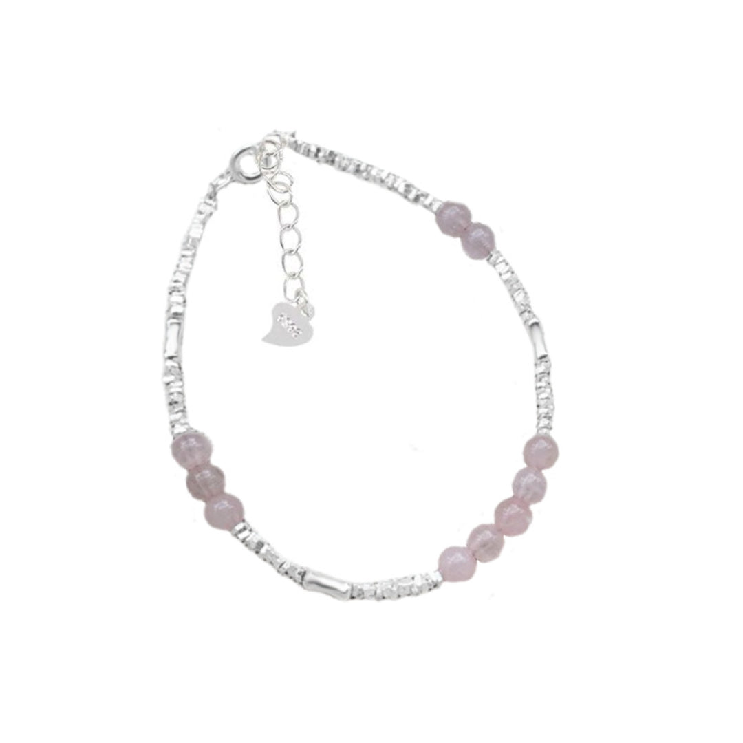 Bracelet Quartz Rose – Éclat Doux, Argent