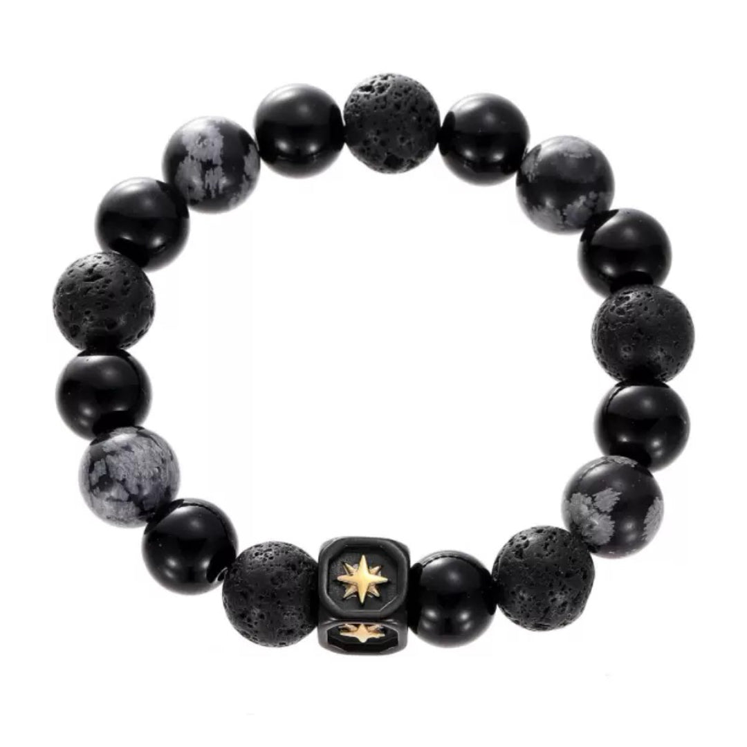 Bracelet Homme Obsidienne – Fragment Galactique