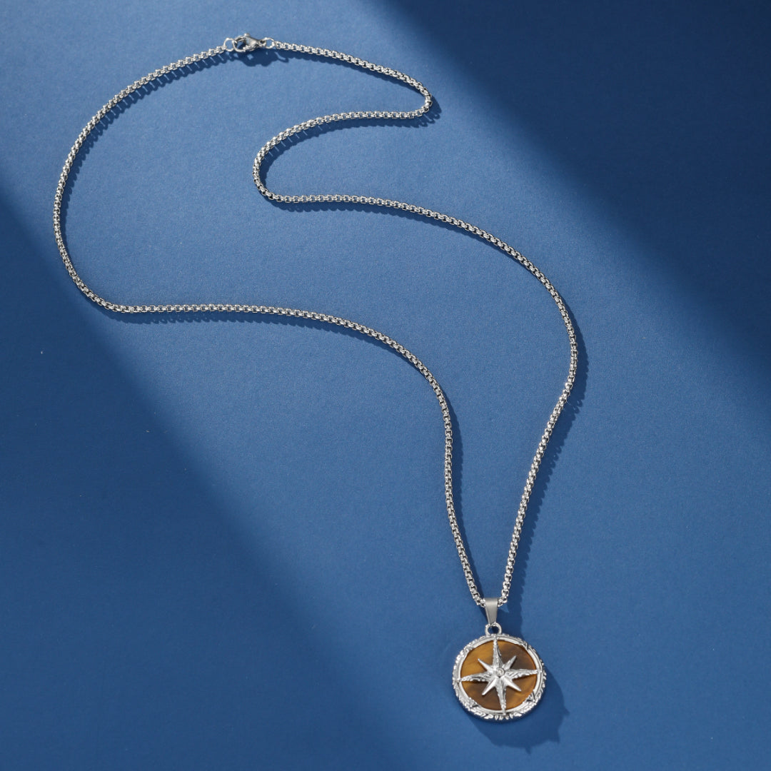 Collier Homme Œil de Tigre – Étoile du Destin