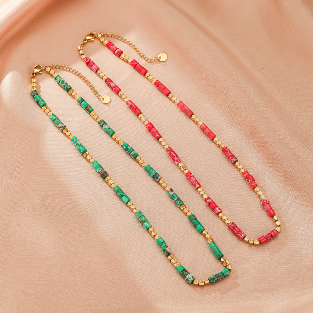 Collier Jaspe Vert/Rouge – Harmonie Ethnique