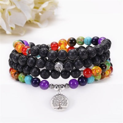 Mâlâ Chakra Zen avec pendentif Arbre de vie