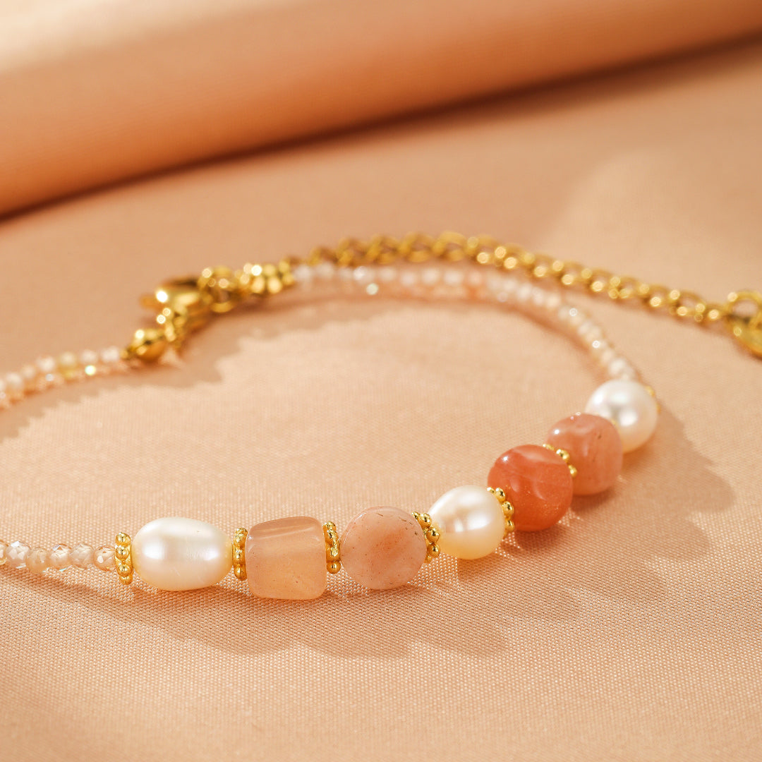 Bracelet Pierre de Soleil et Perle – Harmonie Radieuse