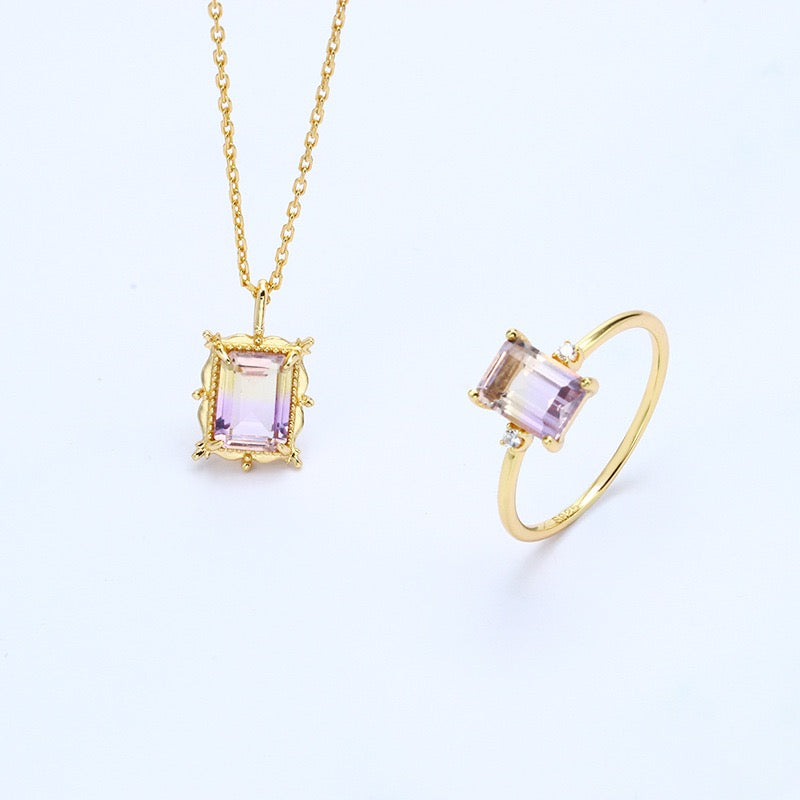 Collier Amétrine – Splendeur, Argent Plaqué Or