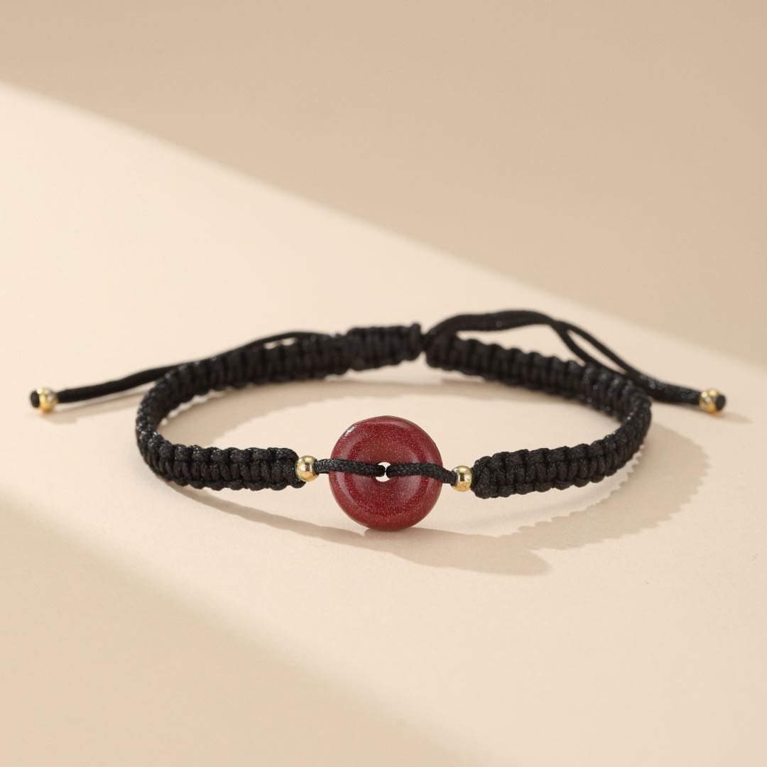 Bracelet Tibétain Couple "Rouge-Gorge" en Cinabre et Fil Rouge